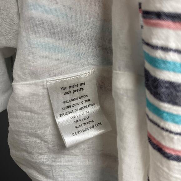 Rahi Long Sleeve Striped Dress Medium White Blue Pink Anthropologie - Picture 6 of 6